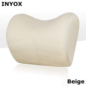 Planet Gates C1-Beige 1PCS Car Headrest Neck Pillow for seat chair in auto Memory Foam cotton mesh cushion Fabric Cover soft Head rest travel support