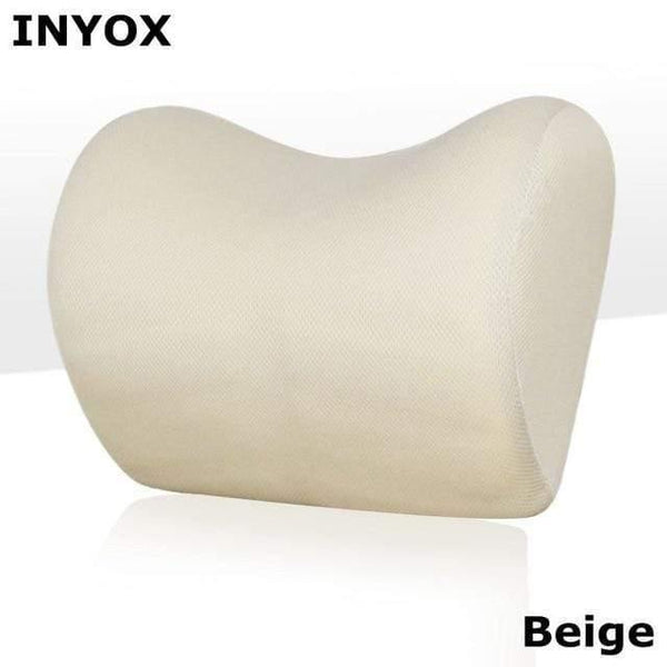 Planet Gates C1-Beige 1PCS Car Headrest Neck Pillow for seat chair in auto Memory Foam cotton mesh cushion Fabric Cover soft Head rest travel support