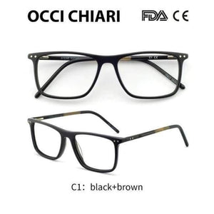 OCCI CHIARI Glasses Frame Eyeglasses Frames Men Gafas Acetate Male Fashionable Spectacle Frames Optical Glasses Black W-COSCO