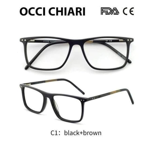 OCCI CHIARI Glasses Frame Eyeglasses Frames Men Gafas Acetate Male Fashionable Spectacle Frames Optical Glasses Black W-COSCO
