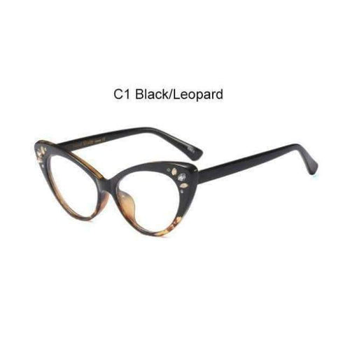 Planet Gates C1 Black Leopard 2018 cat eye glasses frame women Vintage transparent Rhinestone eyewear frames luxury clear Pink nerd fashion eyeglasses oculos
