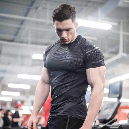 Men Compression Skinny T-shirt Gyms Fitness Bodybuilding T Shirt Male Summer Workout Tee Tops Crossfit Brand Clothing