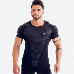 Men Fitness Bodybuilding Skinny T-shirt Short Sleeve Compression Quick Dry Shirts Male Summer Gyms Workout Tee Tops Clothing