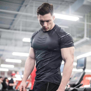 Men Gyms Fitness T-shirt Compression Skinny Bodybuilding T Shirt Muscle Худи Male Summer Casual Workout Tee Tops Brand Clothing