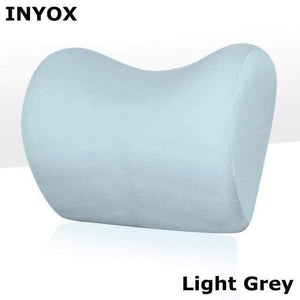 Planet Gates C1-Light Grey 1PCS Car Headrest Neck Pillow for seat chair in auto Memory Foam cotton mesh cushion Fabric Cover soft Head rest travel support