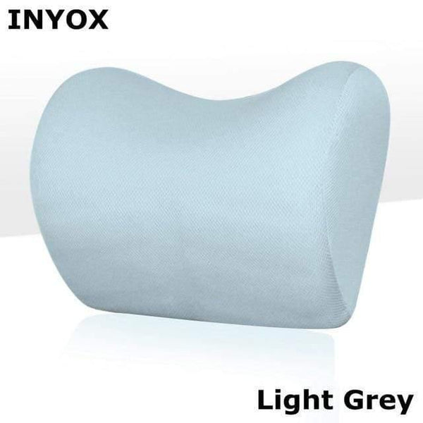 Planet Gates C1-Light Grey 1PCS Car Headrest Neck Pillow for seat chair in auto Memory Foam cotton mesh cushion Fabric Cover soft Head rest travel support