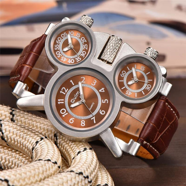 Planet Gates C1 Men's Watches Casual Quartz Watch Men Three Dial Outdoor Sports Leather Watch relogio masculino