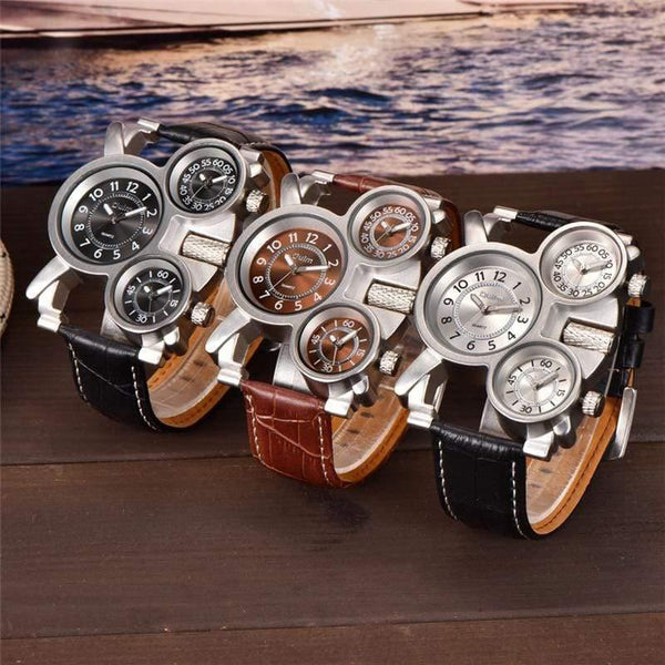 Planet Gates C1 Men's Watches Casual Quartz Watch Men Three Dial Outdoor Sports Leather Watch relogio masculino