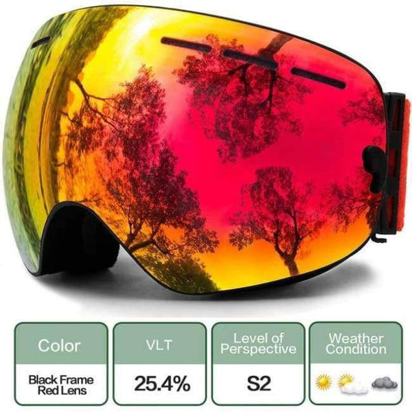 Planet Gates C11 Black Red / China Ski Goggles,Winter Snow Sports Snowboard Goggles with Anti-fog UV Protection for Men Women Youth Snowmobile Skiing Skating mask