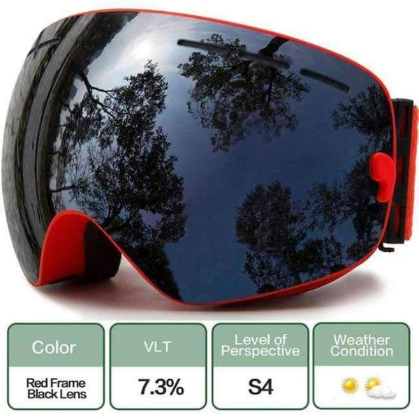 Planet Gates C12 Red Black / China Ski Goggles,Winter Snow Sports Snowboard Goggles with Anti-fog UV Protection for Men Women Youth Snowmobile Skiing Skating mask