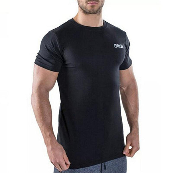 Men Short Sleeve Cotton T-shirt Man Slim Print T Shirt Male Gyms Fitness Bodybuilding Workout Crossfit Brand Tees Tops Clothing