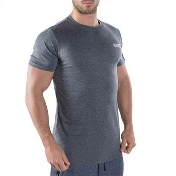 Men Short Sleeve Cotton T-shirt Casual Fashion Print Slim T Shirt Male Joggers Gyms Fitness Bodybuilding Workout Brand Tees Tops