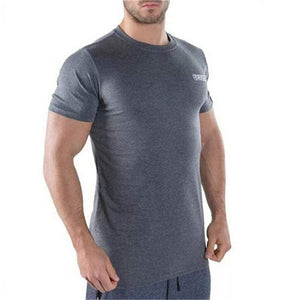 Mens Short Sleeve Cotton T-shirt Summer Casual Fashion Slim Print T Shirt Crossfit Gyms Fitness Workout Tee Tops Brand Clothing
