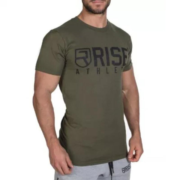 Mens Short Sleeve Cotton T-shirt Summer Casual Fashion Slim Print T Shirt Crossfit Gyms Fitness Workout Tee Tops Brand Clothing