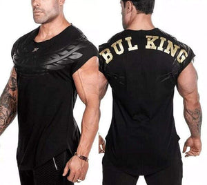 Mens Casual Fashion Printed Slim T-shirt Gyms Fitness Bodybuilding Short Sleeve Cotton T Shirt Tees Tops Male Workout Clothing