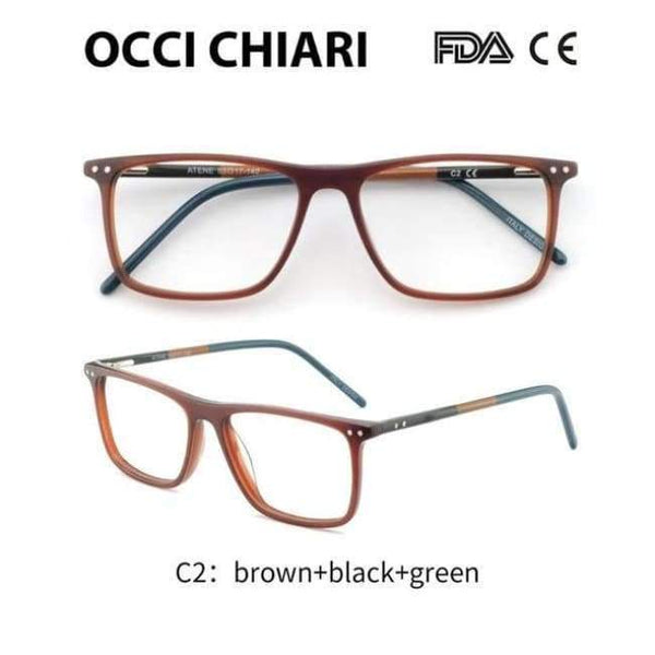 OCCI CHIARI Glasses Frame Eyeglasses Frames Men Gafas Acetate Male Fashionable Spectacle Frames Optical Glasses Black W-COSCO