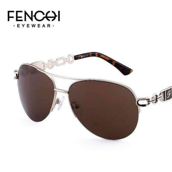 Planet Gates C2 brown FENCHI Sunglasses Women Driving Pilot Classic Vintage Eyewear Sunglasses High Quality Metal Brand Designer Glasses UV400