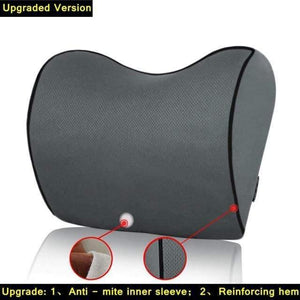 Planet Gates C2-Dark Grey 1PCS Car Headrest Neck Pillow for seat chair in auto Memory Foam cotton mesh cushion Fabric Cover soft Head rest travel support