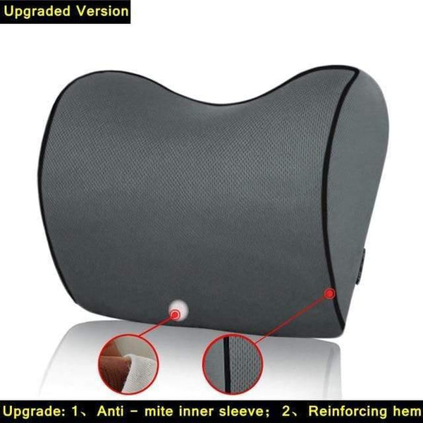 Planet Gates C2-Dark Grey 1PCS Car Headrest Neck Pillow for seat chair in auto Memory Foam cotton mesh cushion Fabric Cover soft Head rest travel support