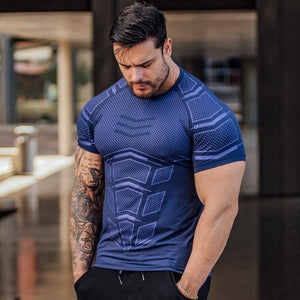 Men Compression Skinny T-shirt Gyms Fitness Bodybuilding T Shirt Male Summer Workout Tee Tops Crossfit Brand Clothing