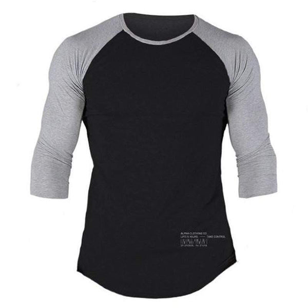 Men Fitness Bodybuilding Cotton T-shirt Gyms Workout Skinny Patchwork Shawl Sleeve T Shirt Male Casual Jogger Tee Tops Clothing