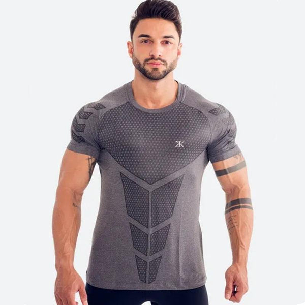 Men Fitness Bodybuilding Skinny T-shirt Short Sleeve Compression Quick Dry Shirts Male Summer Gyms Workout Tee Tops Clothing