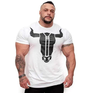 Men Fitness Bodybuilding Skinny T-shirt Short Sleeve Cotton Shirts Male Summer Casual Fashion Tee Tops Crossfit Brand Clothing