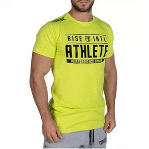Men Short Sleeve Cotton T-shirt Summer Casual Fashion Slim Print T Shirt Man Jogger Gyms Fitness Workout Tee Tops Brand Clothing