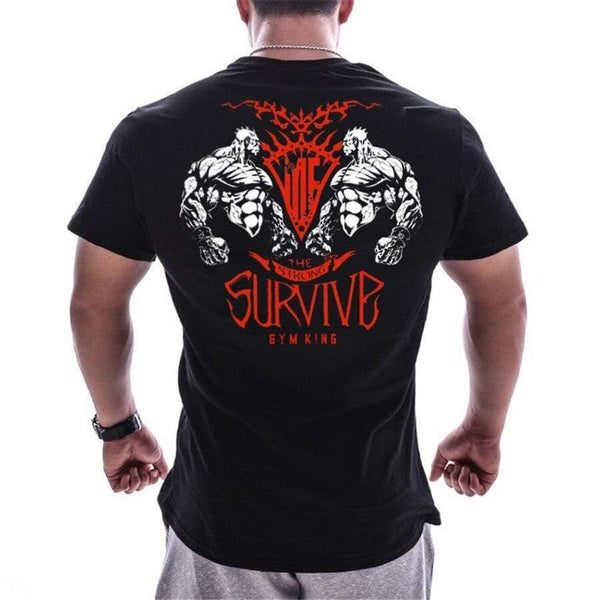 Men Short Sleeve Cotton T-shirt  Summer Casual Print Tee Shirt Tops Male Gyms Fitness Bodybuilding Crossfit Workout Clothing