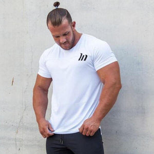 Superelastic Quick Dry T Shirt Mens Gyms Fitness Bodybuilding T-shirt Skinny Tee Shirt Tops Male Jogger Workout Brand Clothing