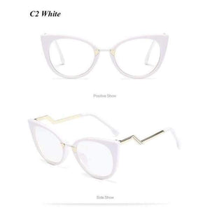 Mimiyou Fashion High-Quality Cat Eye Glasses Frame Women Optical Eyewear Lady Eyeglasses Frame Clear Uv400 Brand Designer Oculos - C2