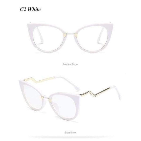Mimiyou Fashion High-Quality Cat Eye Glasses Frame Women Optical Eyewear Lady Eyeglasses Frame Clear Uv400 Brand Designer Oculos - C2