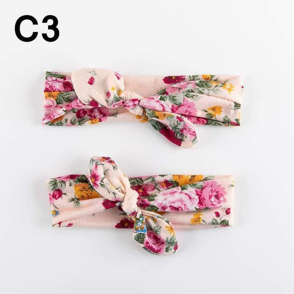 2PCS Mama & Baby Headwear Bowknot Elastic HeadBands For Women Children Tuban Baby HairBands Hair Accessories