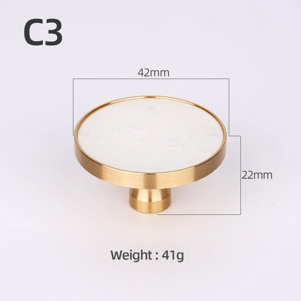 Brass Furniture Handles Elegant Door Knobs and Handles for Cabinet Kitchen Cupboard Drawer Pulls Wall Hanging Hooks Shell Resin