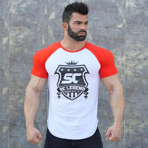 Men Fitness Bodybuilding Cotton T-shirt Gyms Workout Skinny Patchwork T Shirt Summer Male Casual Fashion Jogger Tee Tops Apparel