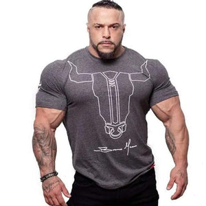 Men Fitness Bodybuilding Skinny T-shirt Short Sleeve Cotton Shirts Male Summer Casual Fashion Tee Tops Crossfit Brand Clothing