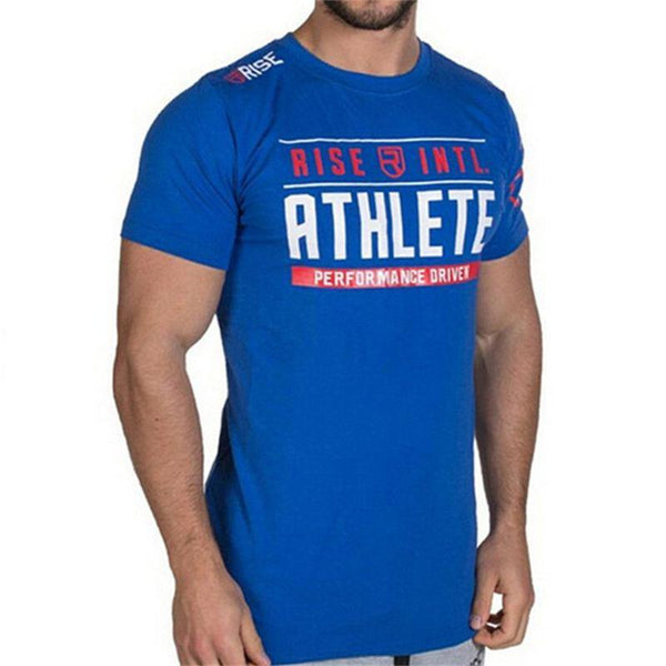 Men Short Sleeve Cotton T-shirt  New Casual Slim Print T Shirt Male Jogger Gyms Fitness Bodybuilding Tees Summer Style Tops