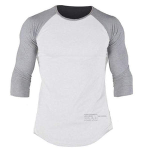 Mens Fitness Bodybuilding Cotton Tight T-shirt Gyms Workout Skinny Patchwork T Shirt Male Casual Jogger Tee Tops Brand Clothing