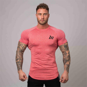 Superelastic Quick dry t shirt Mens Gyms Fitness Bodybuilding T-shirt Skinny Tee shirt Tops Summer Male Jogger Workout Clothing