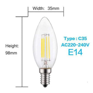 Planet Gates C35 E14 220V / 8W / Yes, Warm White LUCKYLED Led Bulb E27 E14 2W 4W 6W 8W Edison Filament Lamp Light Dimmable 110 220V 240V Vintage Candle Bulbs For Indoor Lighting