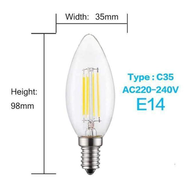 Planet Gates C35 E14 220V / 8W / Yes, Warm White LUCKYLED Led Bulb E27 E14 2W 4W 6W 8W Edison Filament Lamp Light Dimmable 110 220V 240V Vintage Candle Bulbs For Indoor Lighting