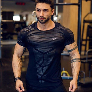 Men Gyms Fitness T-shirt Compression Skinny Bodybuilding T Shirt Muscle Худи Male Summer Casual Workout Tee Tops Brand Clothing