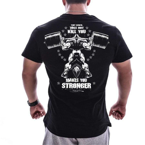 Men Short Sleeve Cotton T-shirt  Summer Casual Print Tee Shirt Tops Male Gyms Fitness Bodybuilding Crossfit Workout Clothing