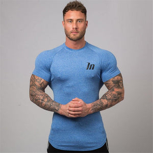 Superelastic Quick dry t shirt Mens Gyms Fitness Bodybuilding T-shirt Skinny Tee shirt Tops Summer Male Jogger Workout Clothing