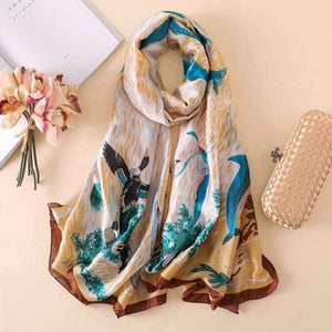 Planet Gates c40 Summer women scarves soft long print silk scarves lady shawl and wrap designer pashmina bandana beach stoles hijab