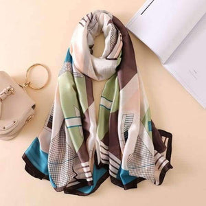 Planet Gates c47 Summer women scarves soft long print silk scarves lady shawl and wrap designer pashmina bandana beach stoles hijab