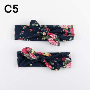 2PCS Mama & Baby Headwear Bowknot Elastic HeadBands For Women Children Tuban Baby HairBands Hair Accessories
