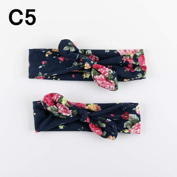 2PCS Mama & Baby Headwear Bowknot Elastic HeadBands For Women Children Tuban Baby HairBands Hair Accessories