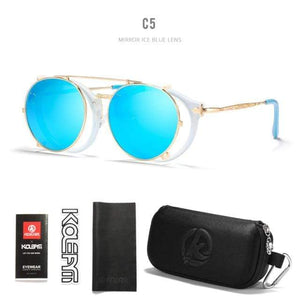 Planet Gates C5 / Black Hard Case Retro Steampunk Round Clip On Sunglasses Men Women Double Layer Removable Lens Baroque Carved Legs Glasses UV400  With Box