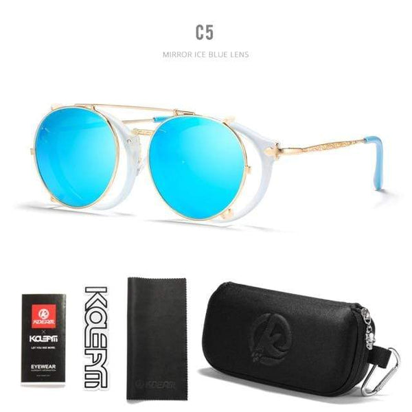 Planet Gates C5 / Black Hard Case Retro Steampunk Round Clip On Sunglasses Men Women Double Layer Removable Lens Baroque Carved Legs Glasses UV400  With Box